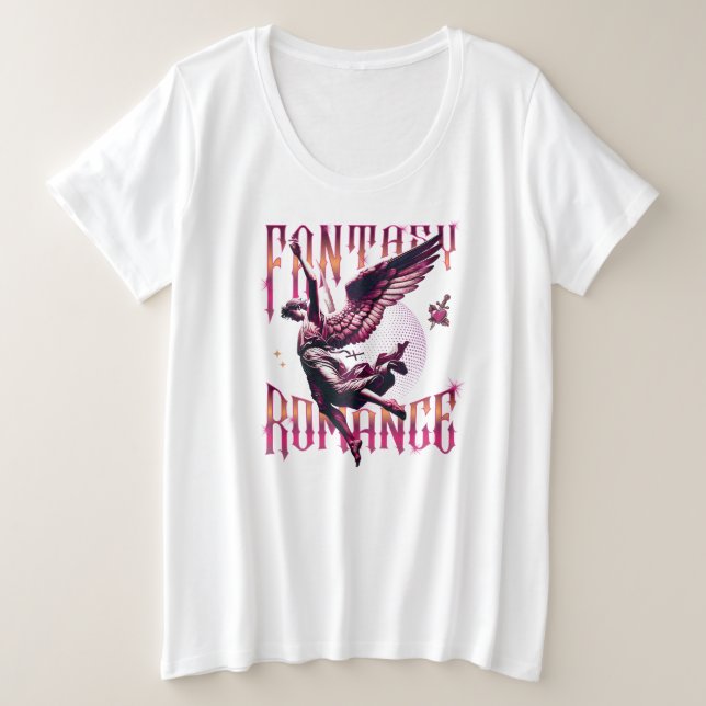Camiseta Plus Size Fantasy Romance Angel Book Club (Frente do Design)