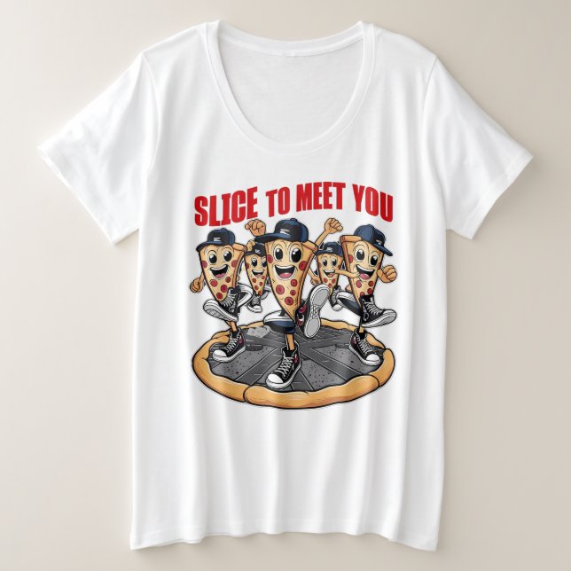 Camiseta Plus Size Fatia Para Te Conhecer Pizza Engraçada (Frente do Design)