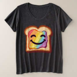 Camiseta Plus Size Fatia sorridente LGBTQ de torrada cortada com vibr