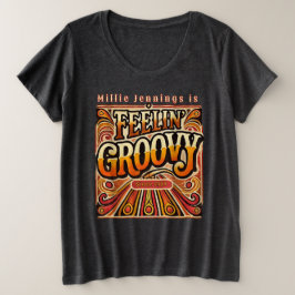 Camiseta Plus Size Feelin Groovy Personalizado Retro 70s Vintage