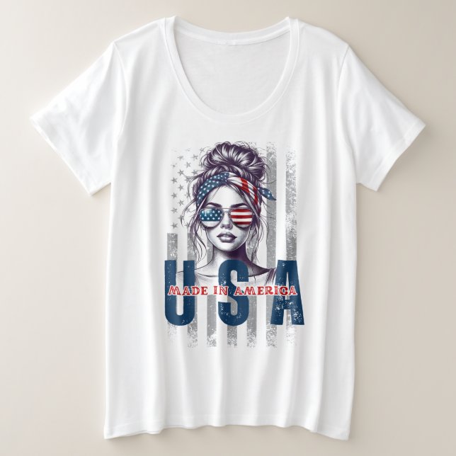 Camiseta Plus Size Feito nos EUA  (Frente do Design)