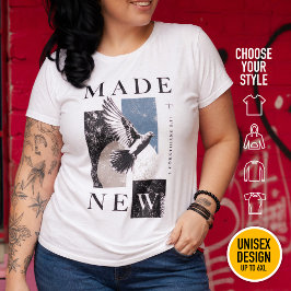Camiseta Plus Size Feito Novo 2 Coríntios 5:17 Roupas Cristãs Casuais