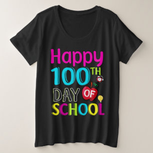 Camiseta Plus Size Feliz-100-o-dia-da-escola