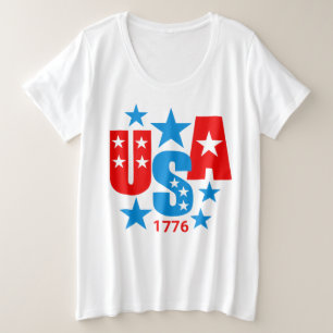 Camiseta Plus Size Feliz 250º Aniversário América 4 de Julho