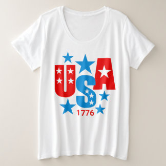 Camiseta Plus Size Feliz 250º Aniversário América 4 de Julho