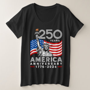 Camiseta Plus Size Feliz 250º Aniversário da América Feminino 