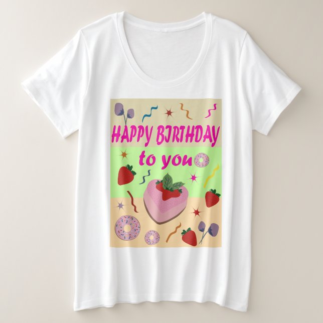 Camiseta Plus Size Feliz aniversário (Frente do Design)