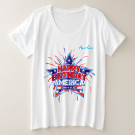 Camiseta Plus Size Feliz aniversário América