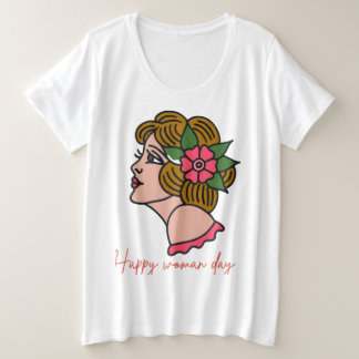 Camiseta Plus Size Feliz Dia das Mulheres - Retrato Feminino | Mulher