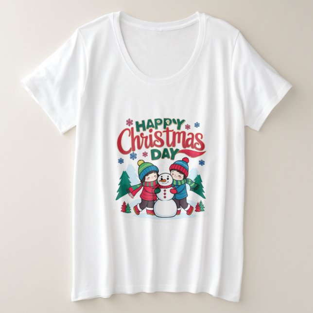 Camiseta Plus Size Feliz Natal (Frente do Design)
