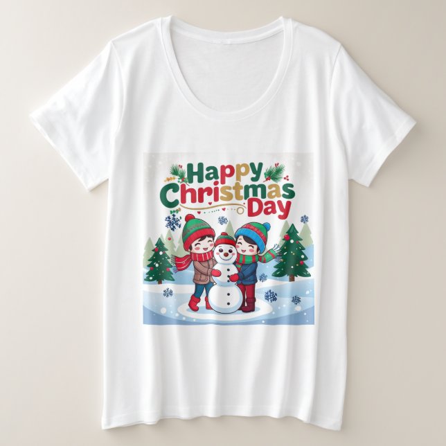 Camiseta Plus Size Feliz Natal (Frente do Design)