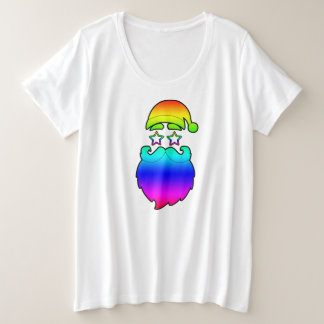 Camiseta Plus Size Feliz Natal Papais noeis Rainbow
