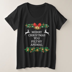 Camiseta Plus Size Feliz Natal, seu animal imundo