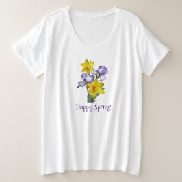 Camiseta Plus Size Feliz Primavera irlandês e Daffodils