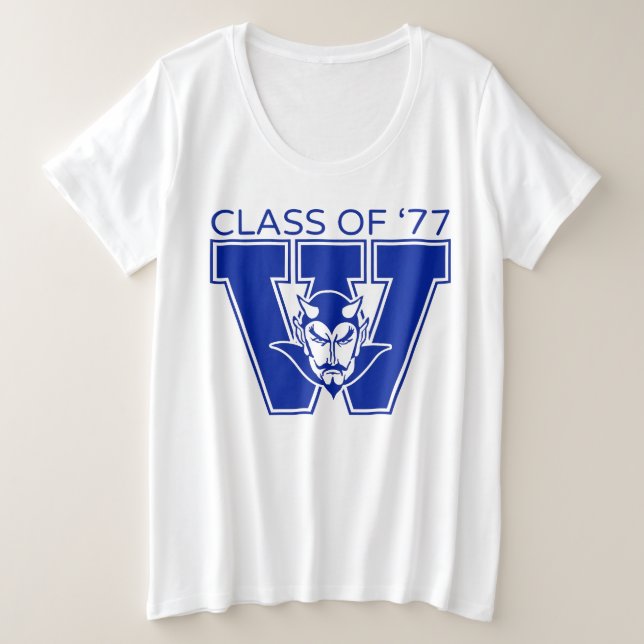 Camiseta Plus Size Feminina da Turma de 1977 da Wa (Frente do Design)