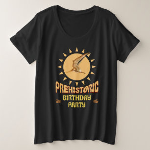 Camiseta Plus Size Festa de Aniversário Pré-Histórica Pterodáctilo Di