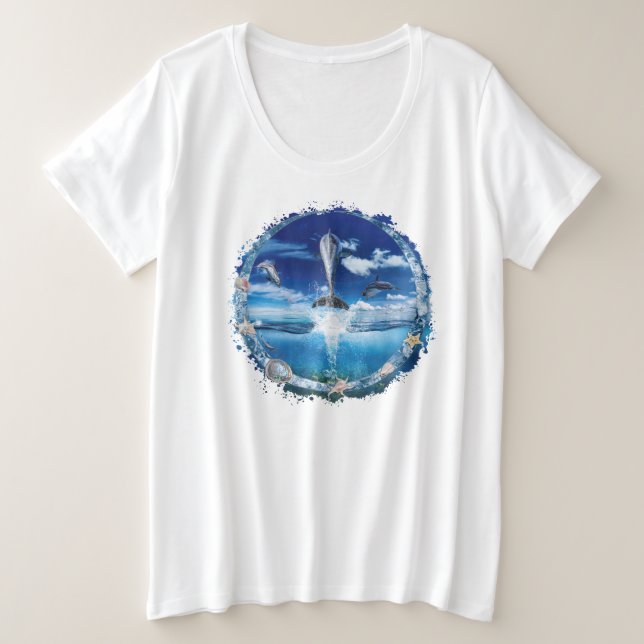 CAMISETA PLUS SIZE FESTA DO POD DE GOLFINHOS (Frente do Design)