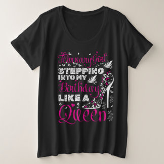 Camiseta Plus Size Fevereiro Aniversário Garota Tee feliz aniversário