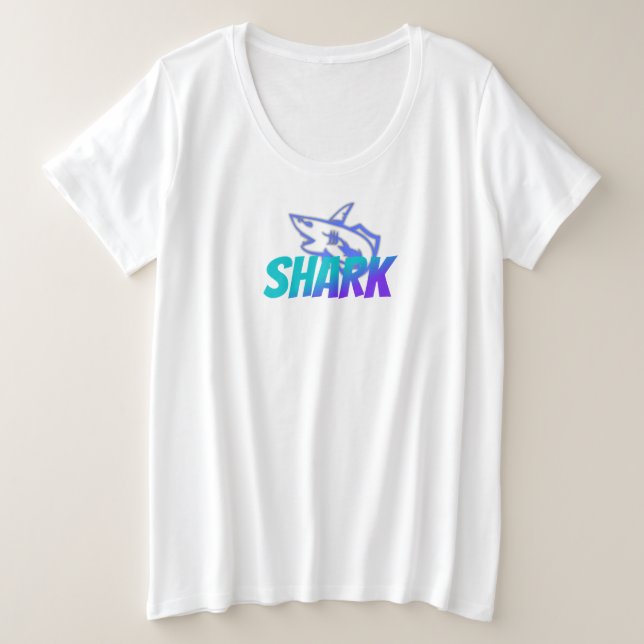 Camiseta Plus Size Fierce Gradient Shark Logo | Bold Ocean (Frente do Design)