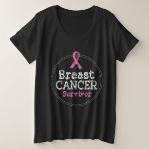 Camiseta Plus Size Fita de Sensibilização para Sobrevivência do Cânce