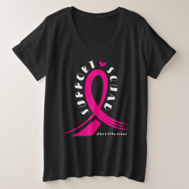 Camiseta Plus Size Fita Rosa apoio ao cancer de mama