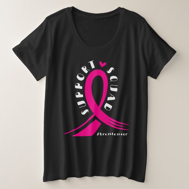 Camiseta Plus Size Fita Rosa apoio ao cancer de mama (Frente do Design)