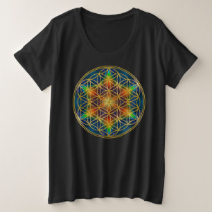 Camiseta Plus Size FLOR DA VIDA - Flor fractal 1