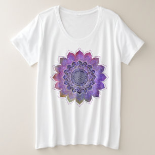 Camiseta Plus Size Flor da Vida - Galáxia em Estilo Vintage Espaço 1