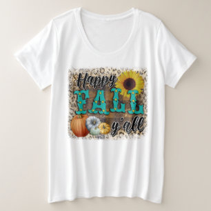 Camiseta Plus Size Flor de Abóbora Feliz Queda Elegante