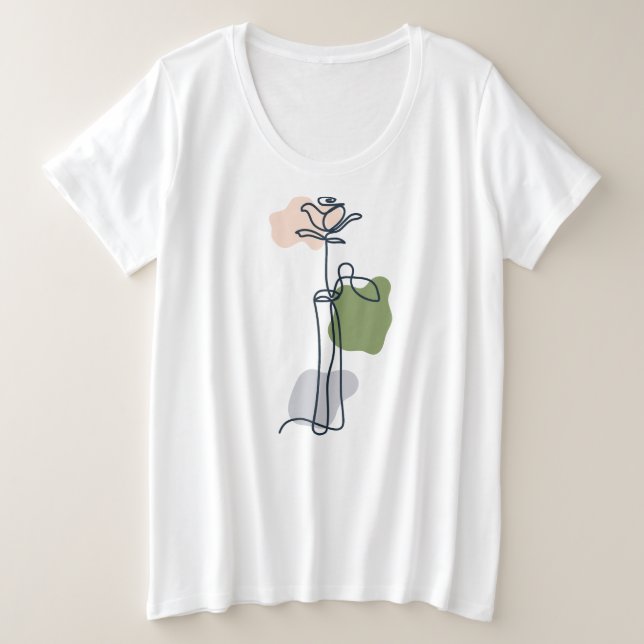 Camiseta Plus Size Flor de Rosa Abstrata (Frente do Design)