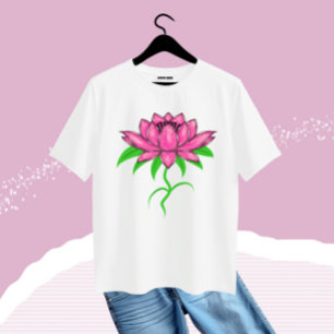 Camiseta Plus Size Flor rosa