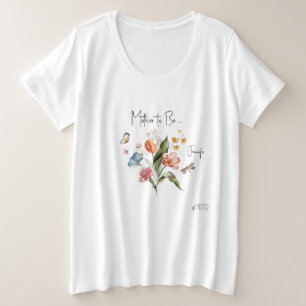 Camiseta Plus Size Florais Vintage, Chás de Bebê para a Futura Mamãe
