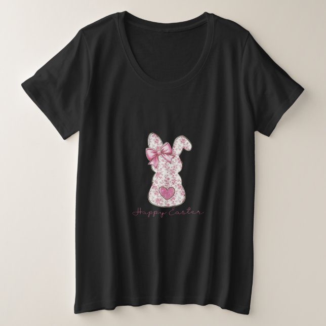 Camiseta Plus Size Floral Páscoa Bunny (Frente do Design)
