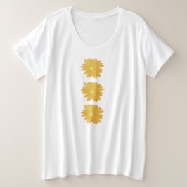 Camiseta Plus Size flores amarelas brilhantes divertidas de verão
