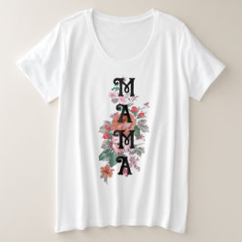 Camiseta Plus Size Flores aquáticas adoráveis l Mamãe