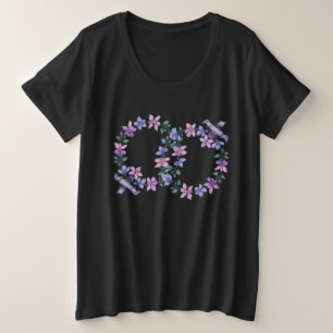 Camiseta Plus Size Flores LGBTQ desenhadas à mão símbolos femininos