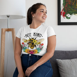 Camiseta Plus Size Flores Selvagens Gráficas Casuais Feminino