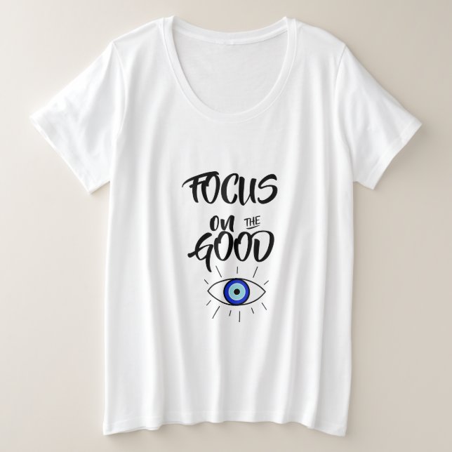 CAMISETA PLUS SIZE FOCO NO BOM OLHO DE MAU (Frente do Design)
