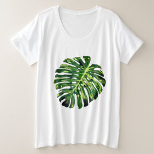 Camiseta Plus Size Folha de Monstera Tropical