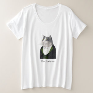 Camiseta Plus Size FOOTMAN CAT Camisa-T, de tamanho mais feminino