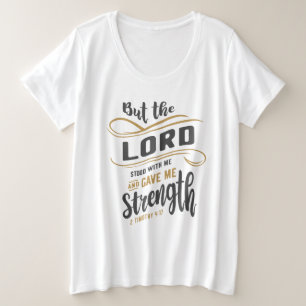 Camiseta Plus Size Força divina - 2 Timothy 4:17 Design cristão