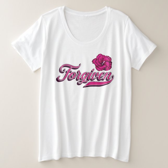 Camiseta Plus Size Fordado Hibiscus (Frente do Design)