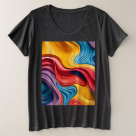 Camiseta Plus Size Formas tridimensionais giradas em cores arco-íris