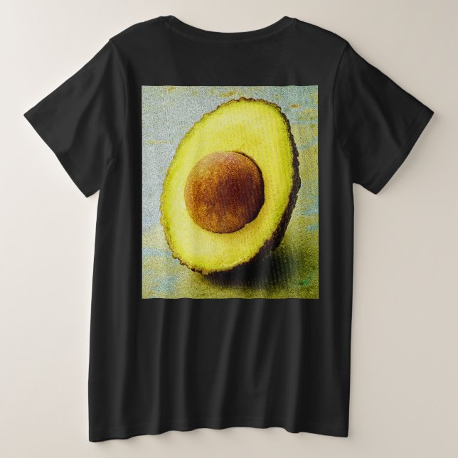 Camiseta Plus Size Foto "Half Avocado". Compre agora (Verso do Design)