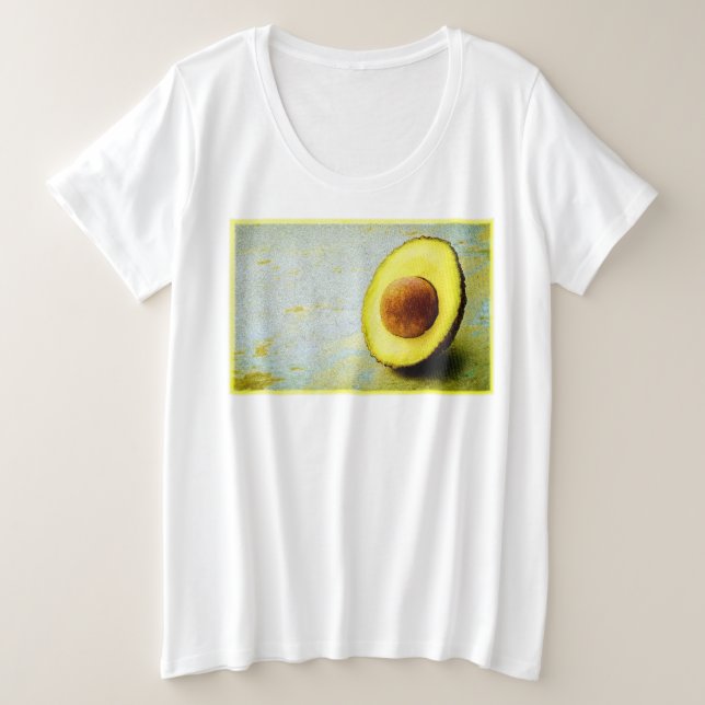 Camiseta Plus Size Foto "Half Avocado". Compre agora (Frente do Design)
