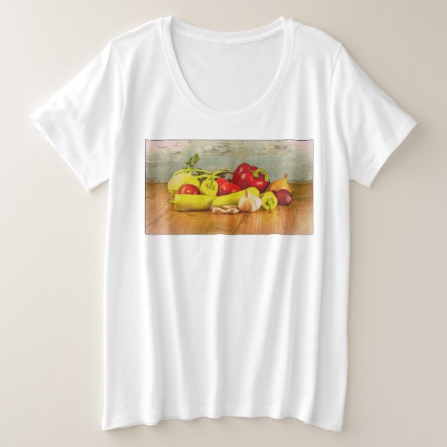 Camiseta Plus Size Foto "Vegetais". Compre agora (Frente do Design)