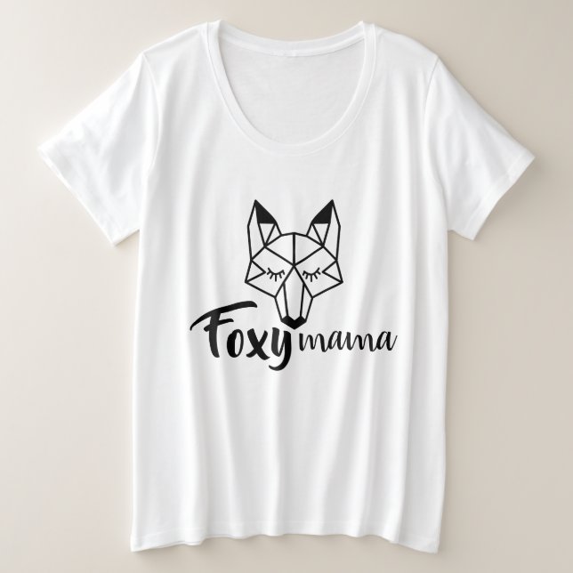 Camiseta Plus Size Fox Foxy Mama Geométrica (Frente do Design)