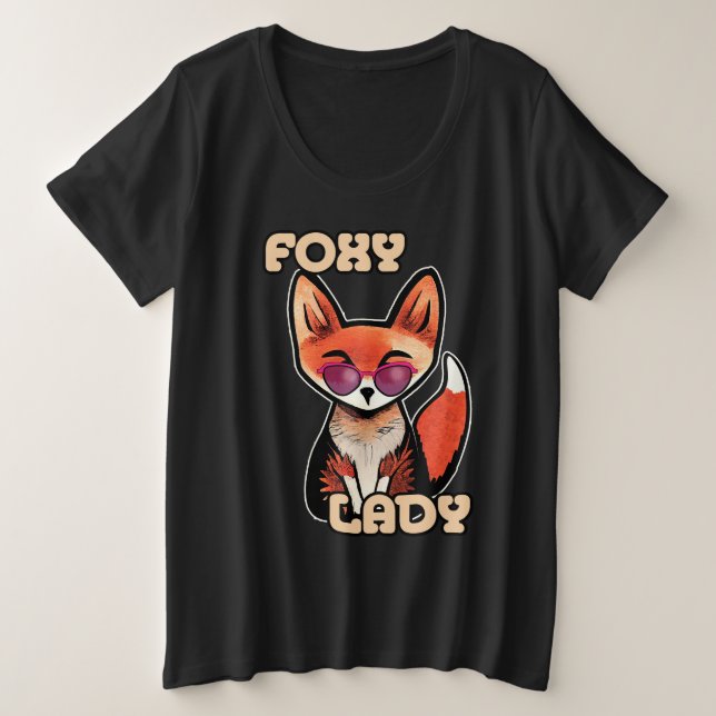 Camiseta Plus Size Foxy Lady | Raposa-branca (Frente do Design)