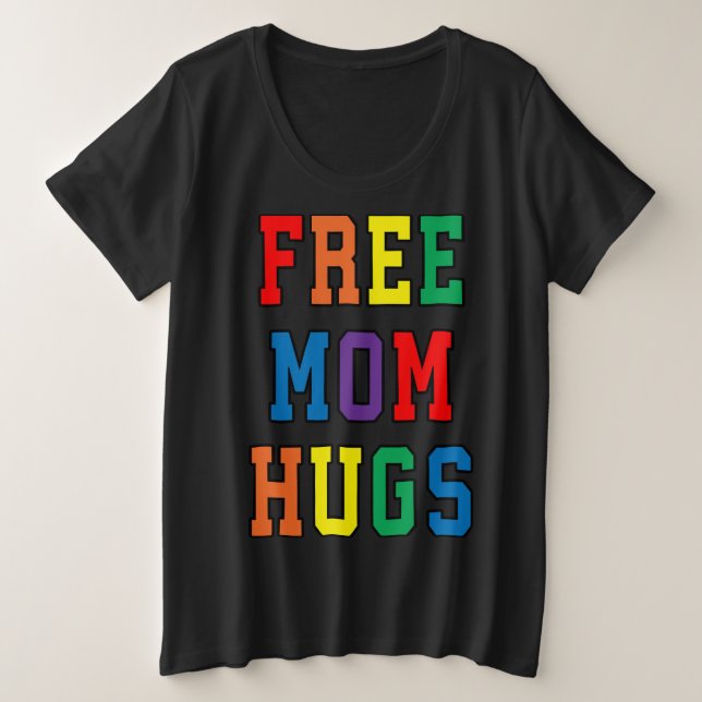Camiseta Plus Size Free Mãe Hugs V-Neck (Frente do Design)