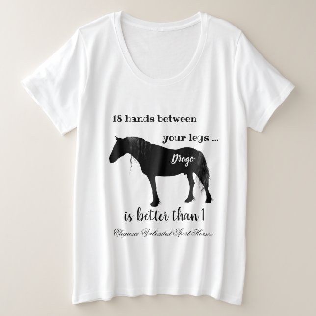 Camiseta Plus Size Frísia Horse Lover diz 2 (Frente do Design)